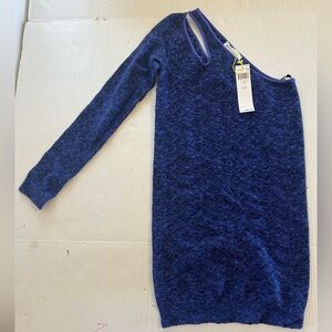 BCBGeneration one-shoulder bodycon mini dress in peri blue with a long sleeve